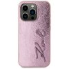 Etui Karl Lagerfeld Wrinkled Metal       Signature do iPhone 15 Pro Max różowy